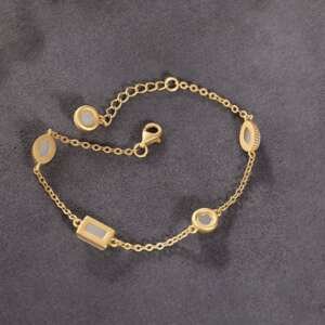 Sterling Silver Jade Geometric Minimalist Link Bracelet